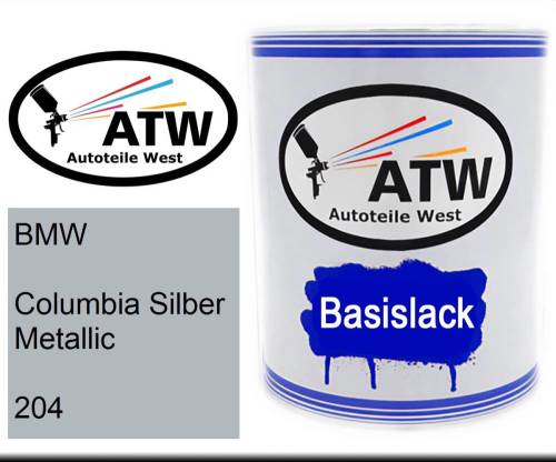 BMW, Columbia Silber Metallic, 204: 1L Lackdose, von ATW Autoteile West.